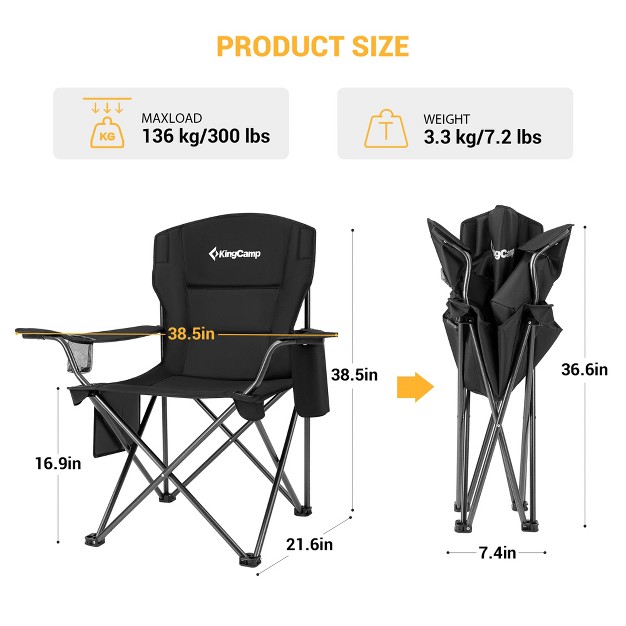 Kingcamp Padded Folding Lounge Chairs With Built in Cupholder Insulated Cooler Sleeve And Side Storage Pocket For Indoor amp Outdoors