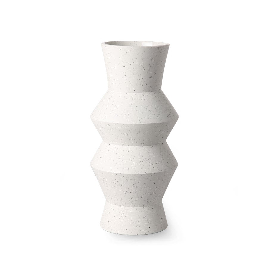 Speckled clay vase angular - M