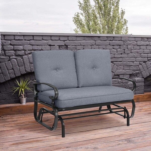 Costway 2Person Outdoor Swing Glider Chair Bench Loveseat Cushioned