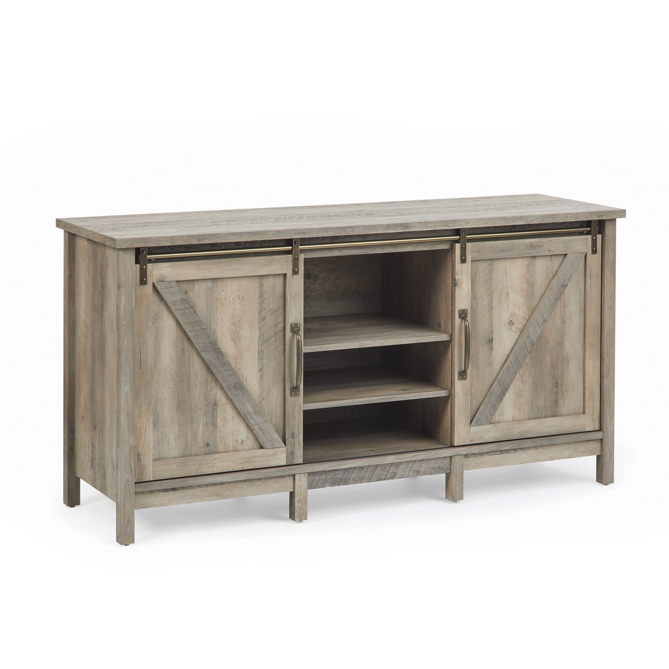 Better Homes & Gardens Modern Farmhouse TV Stand for TVs up to 70, Rustic Gray Finish