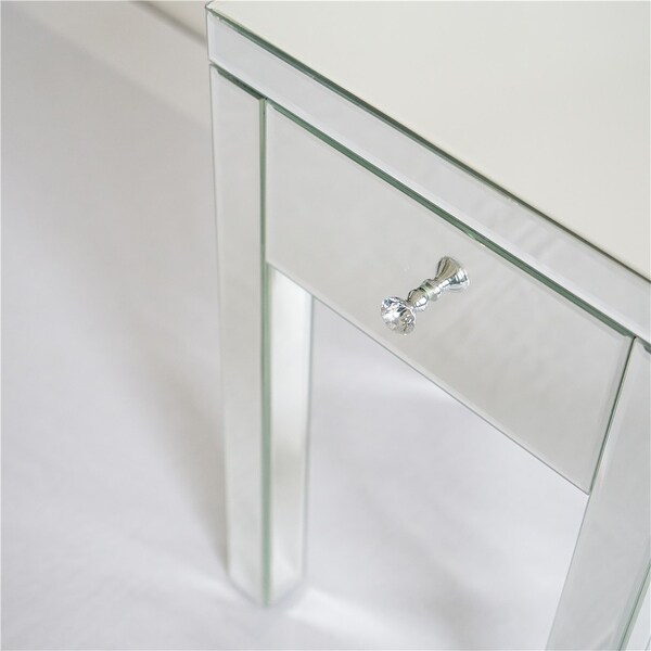 Modern 1 Drawer Mirrored Nightstand Bedside Table - - 33168075