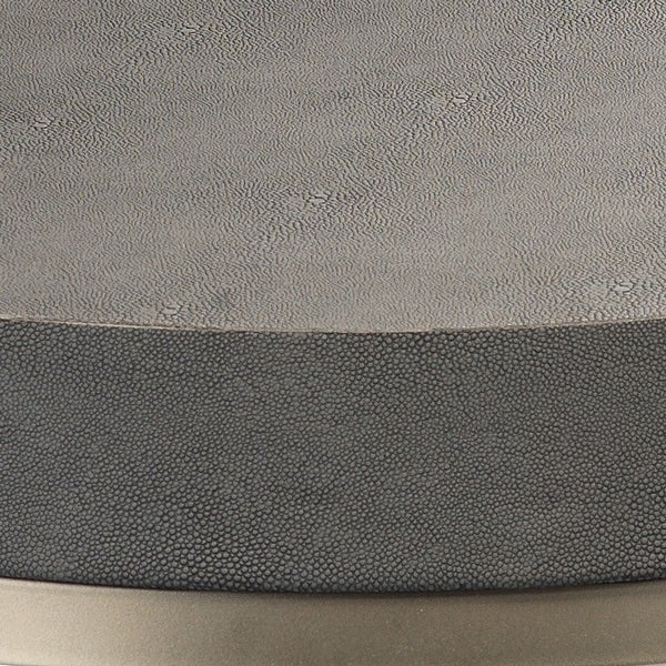 Alden Décor Cleo Faux Shagreen Round Side Table， Grey