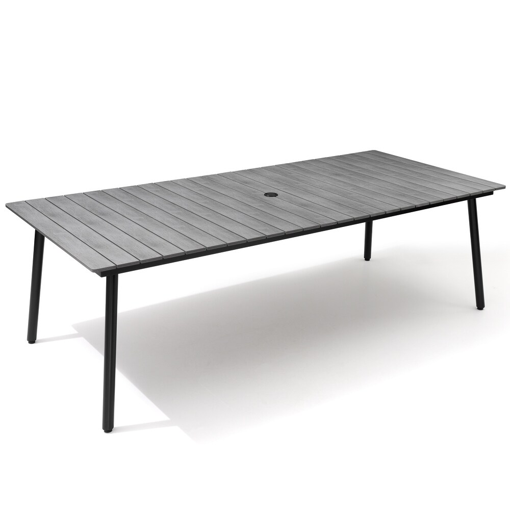 Pellebant Outdoor Rectangle Aluminum Dining Table with Umbrella Hole