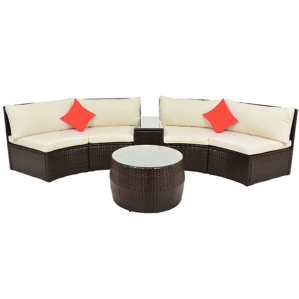 4-Piece Patio Furniture Sets with Two Pillows - Overstock - 37052324