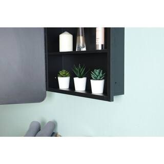 24 in. W x 30 in. H Small Black Metal Frame Wall mount or Recessed Bathroom Medicine Cabinet with Mirror MEDICCABIN5