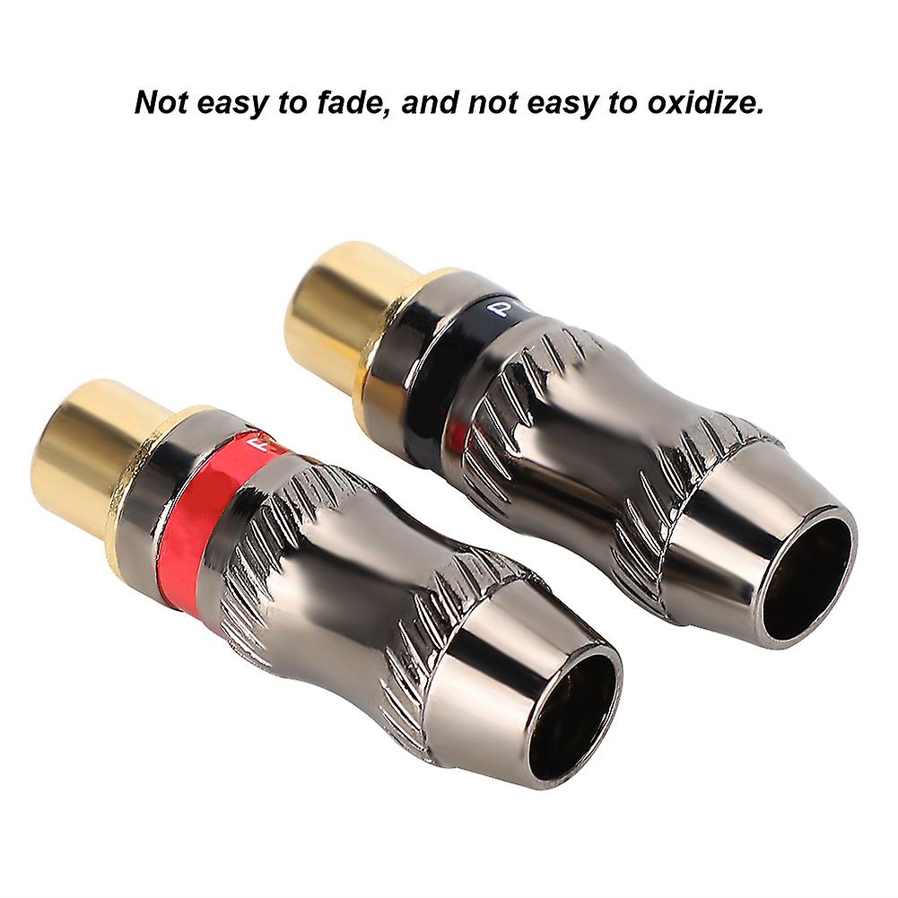 2pcs Zinc Alloy Gold Plated Rca Female Soldering Plug For Diy Audio Cable Extension Cable