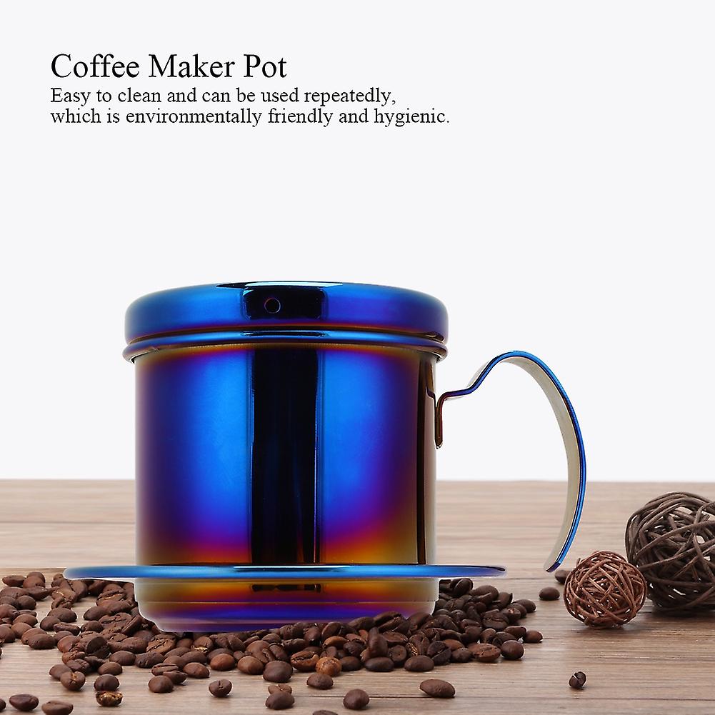 Stainless Steel Vietnamese Style Coffee Maker Pot Coffee Drip Brewer For Home Kitchen Office Outdoorblue