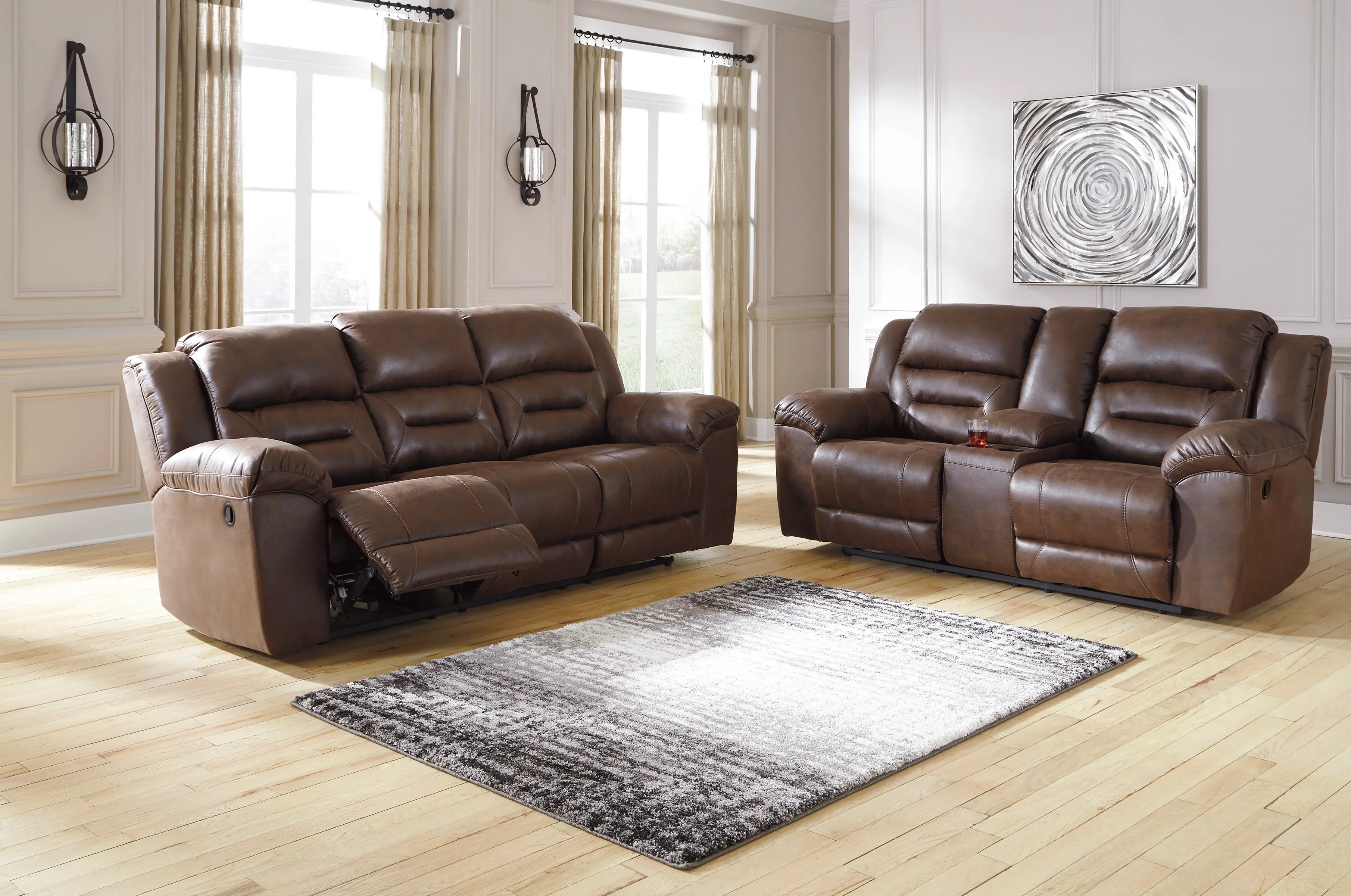 Stoneland Chocolate Brown Casual Reclining Sofa