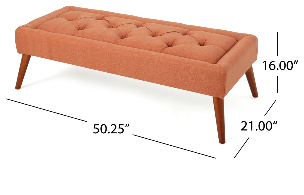 GDF Studio Pyram Mid Century Modern Ottoman Bench   Midcentury   Upholstered Benches   by GDFStudio  Houzz