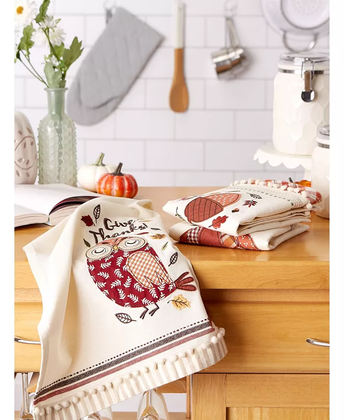 Design Imports Thanksgiving Cozy Picnic Plaid Dishtowel Set of 3