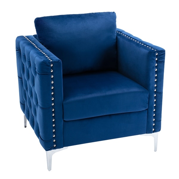 Tufted Button Accent Chair with Steel Legs