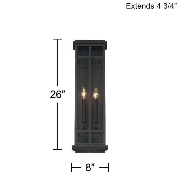 High Farmhouse Rustic Rectangular Outdoor Wall Light Fixture Mount Porch House Exterior 2 light Black Clear Glass Shade