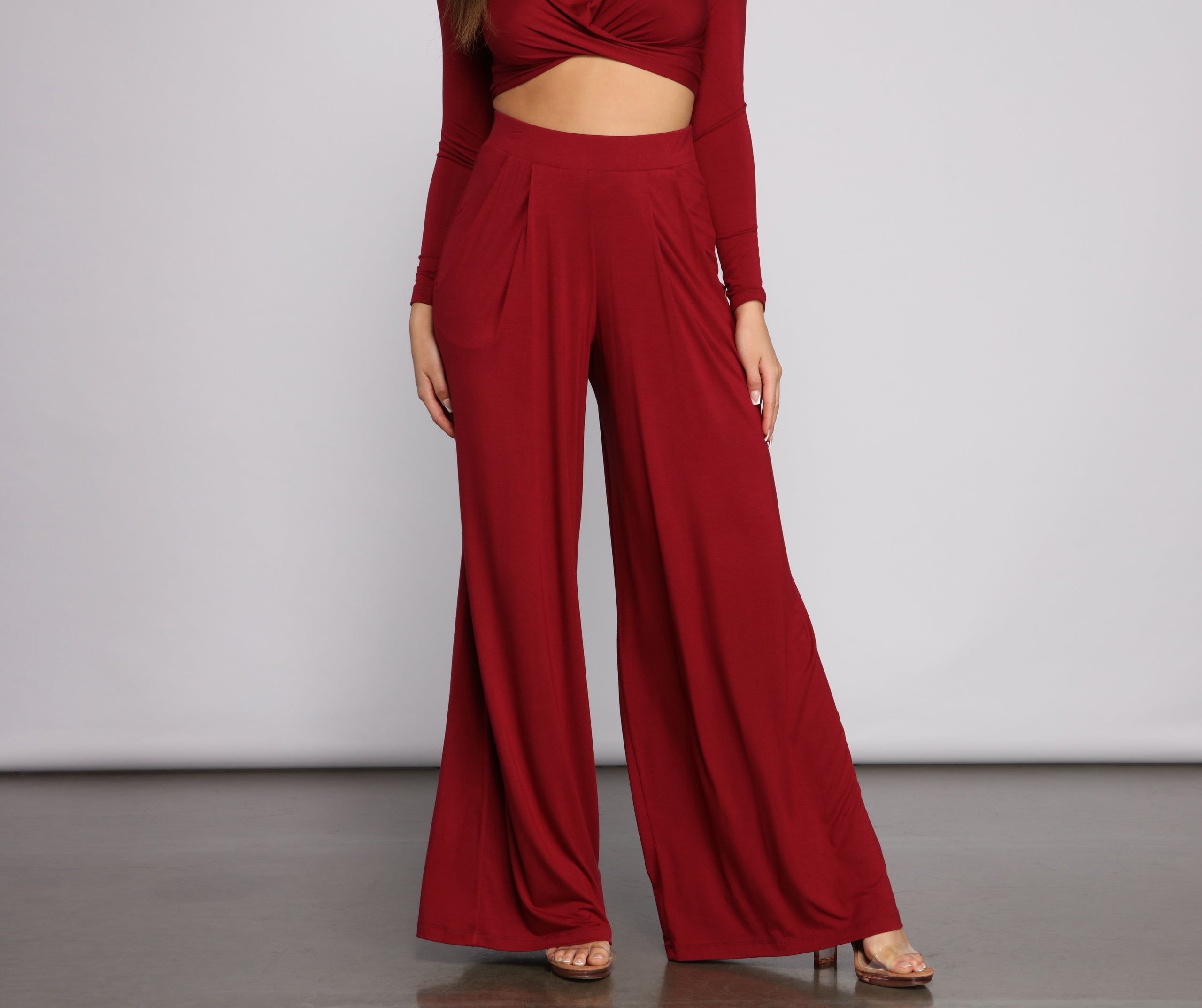 Trendy High Waist Flared Pants