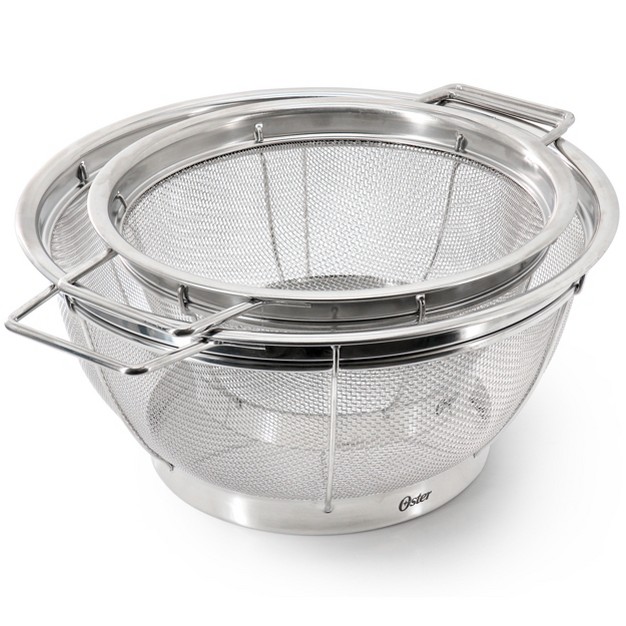 Oster Baldwyn 2 Piece 11 Inch And 8 75 Inch Round Stainless Steel Mesh Colander Set