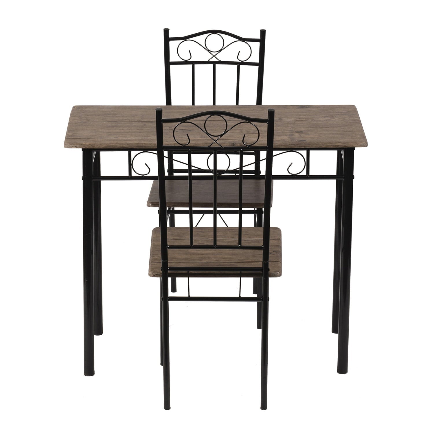 3 Piece Dining Table set, Dining set for 2, Wooden Kitchen Table and 2 Chairs, Brown