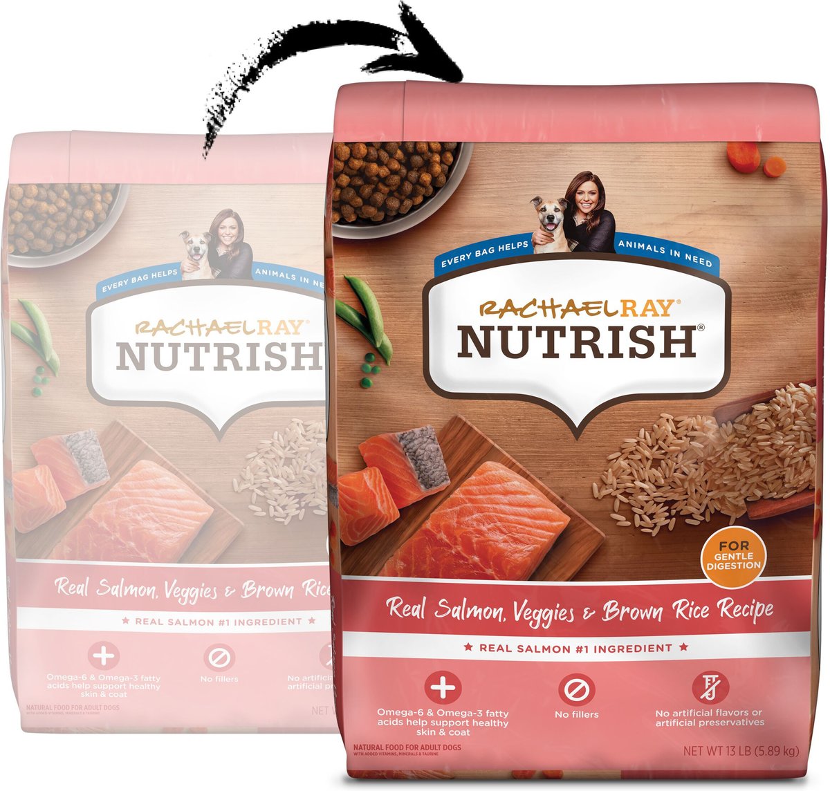 Rachael Ray Nutrish Real Salmon， Veggies and Brown Rice Recipe Dry Dog Food