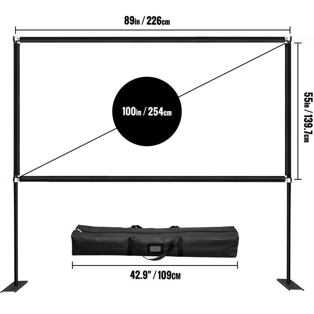 VEVOR 100 in. Projector Screen with Stand Portable Movie Screen 16:9 4K HD Wide Angle Projector Screen Stand for Outdoor Use DSTPMYC100IMU5ZF4V0