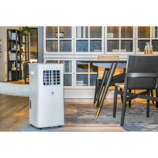 AIREMAX 10000 BTU  5000 BTU (DOE) Portable AC w Remote 300 Sq.Ft. Timer LED Display Wheels Dehumidifer in White APO110C