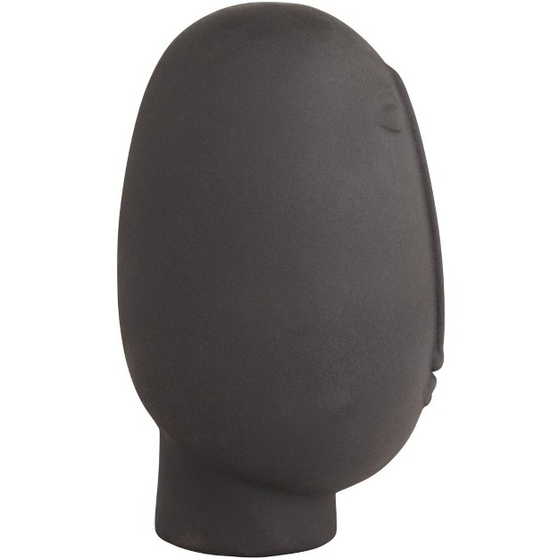 High Black Ceramic Head Figurine