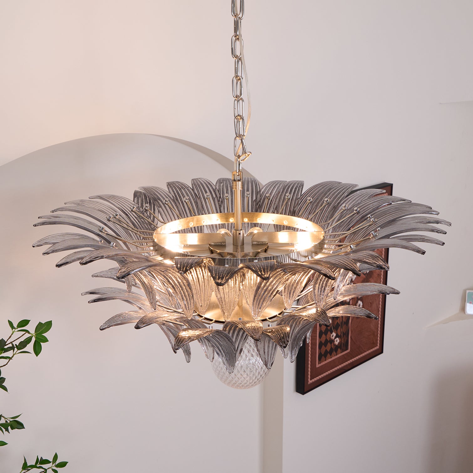 Murano Palmette Transparent Chandelier