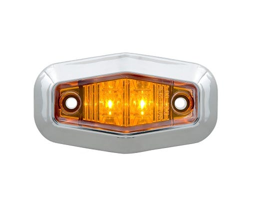 2-Led Yellow Mini Surface Mount Marker/Clearance Light Kit With Chrome Bezel