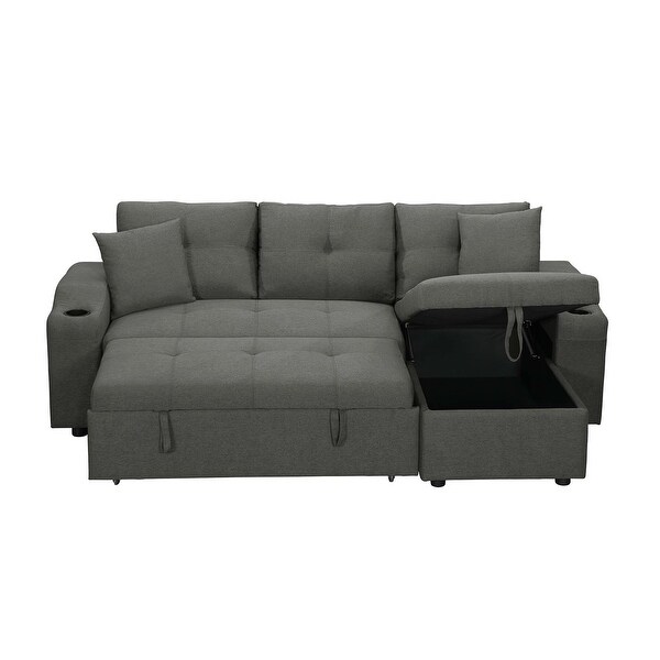 3-Seater L-Shape Sleeper Sofa Bed Convertible Sectional Couch