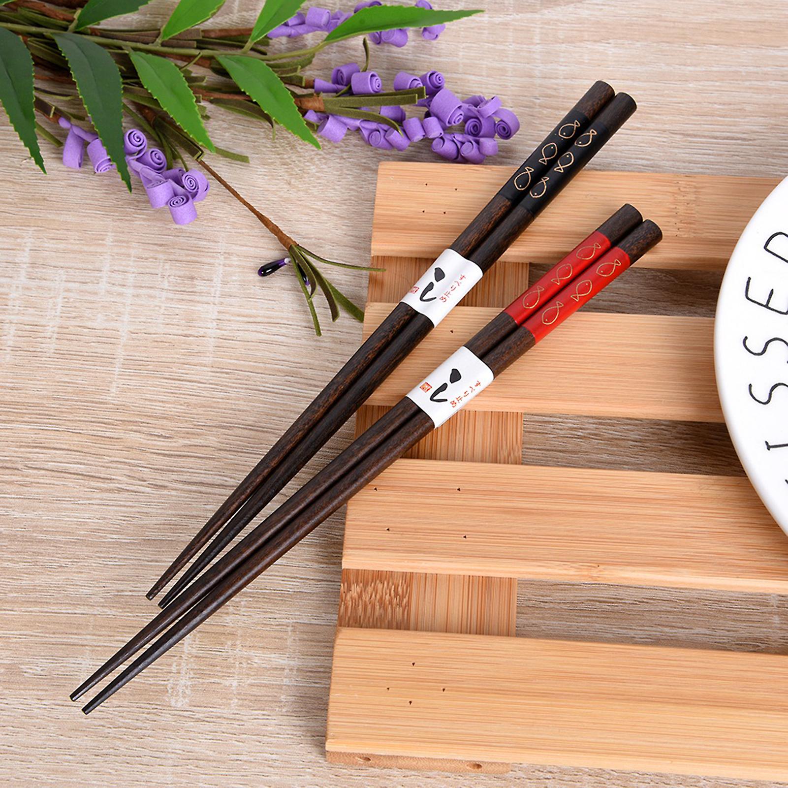 2pair/ Set Washable Durable Wooden Chopstick Household Hotel Wedding Gift(fish)