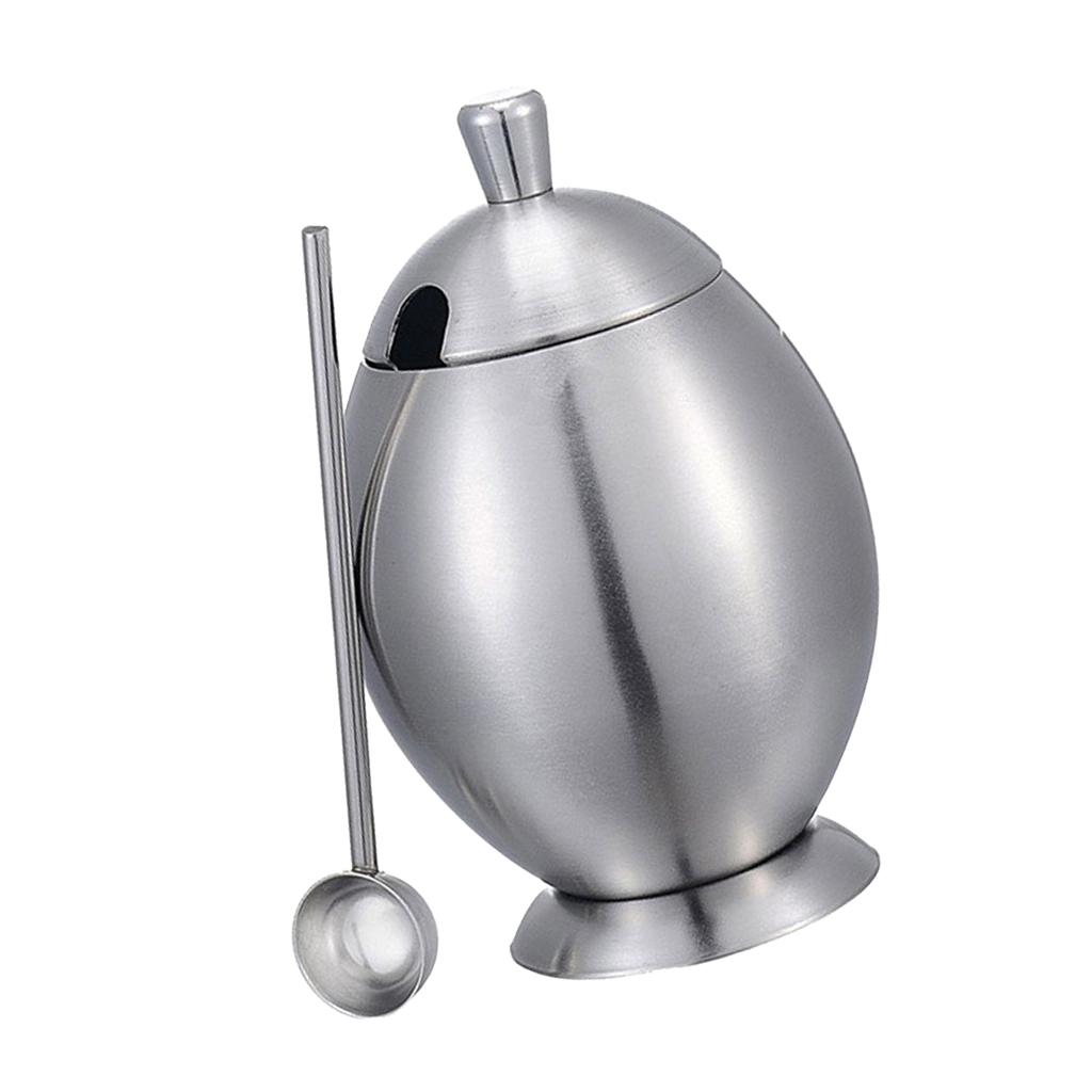 Sugar Bowl， Dispenser， Seasoning Bowl， Spices Bowl， Stainless Steel Sugar Bowl With Lid And Spoon， 400ml，