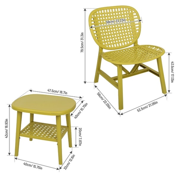 3Piece Hollow Design Patio Table Chair Set，Outdoor Bistro Set