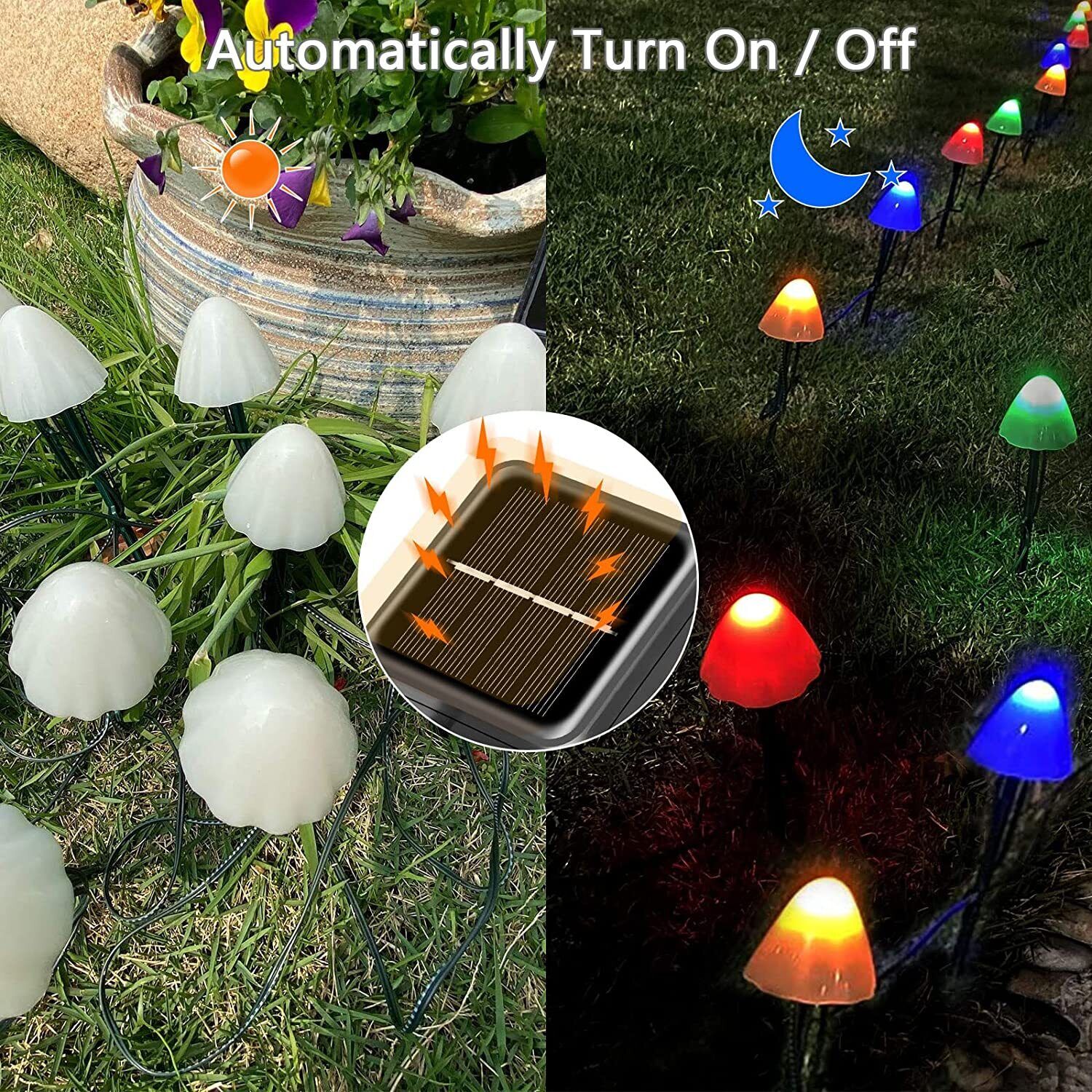 Solar Garden Lights，Solar Mushroom Light Outdoor Waterproof Pathway Lights