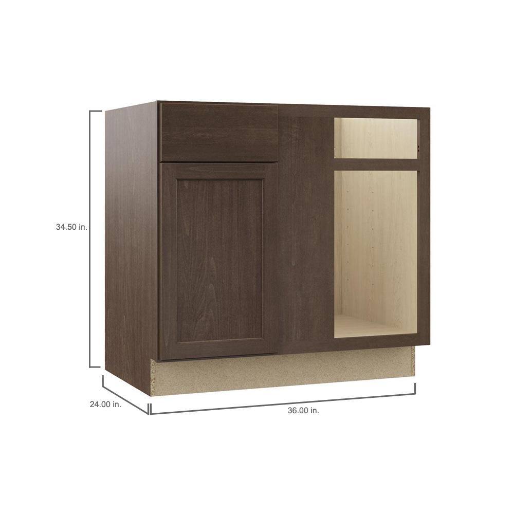 Hampton Bay Shaker Assembled 36x34.5x24 in. Blind Base Corner Kitchen Cabinet in Brindle KBBC45-BDL