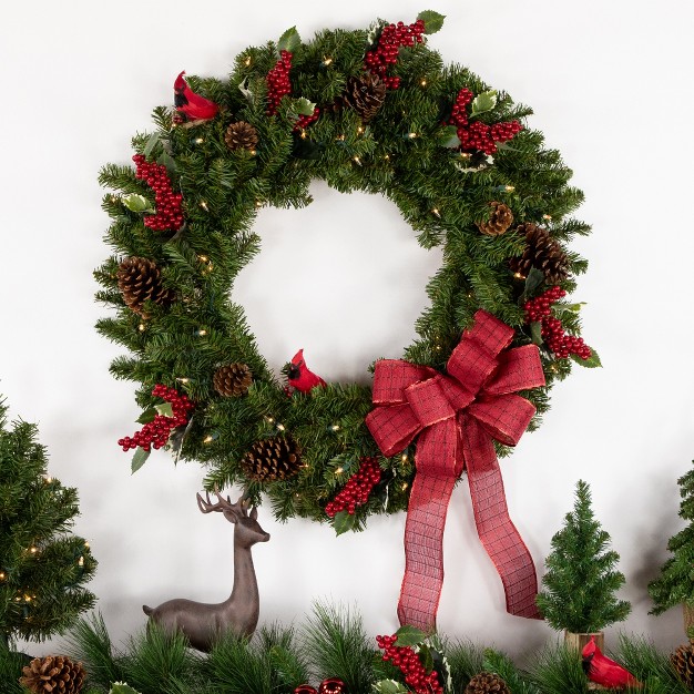 Prelit Canadian Pine Artificial Christmas Wreath Clear Lights