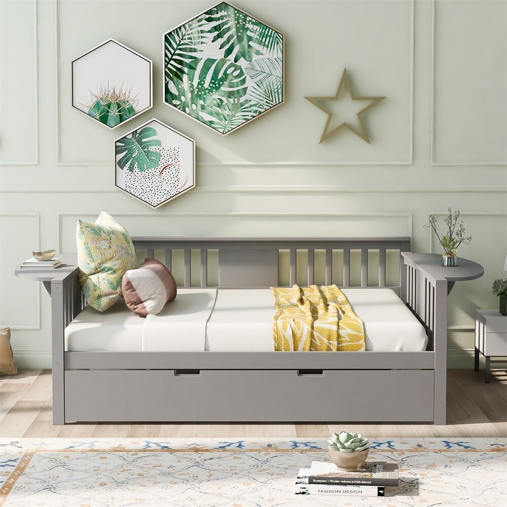 Merax Wooden Daybed with Twin Trundle Bed