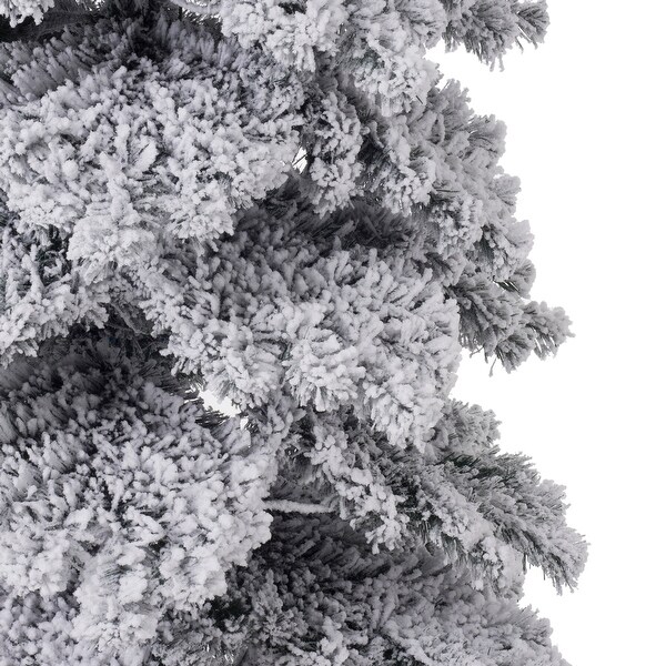 Glitzhome 6FT/7.5FT/9FT/11FT Snow Flocked Prelit Artificial Fir Christmas Trees