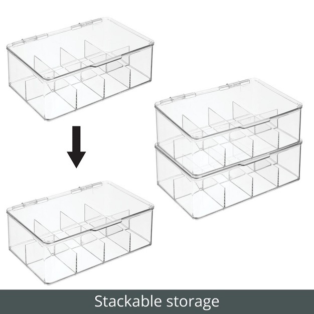 Mdesign Plastic Divided First Aid Storage Box Kit With Hinge Lid