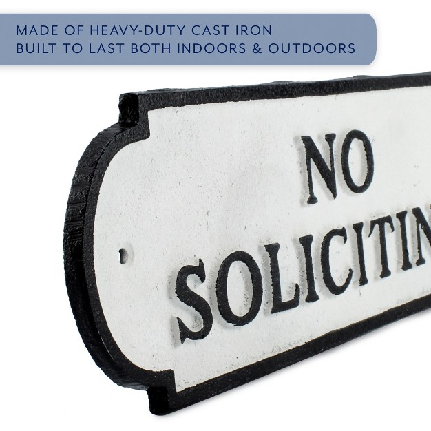 Auldhome Design Cast Iron No Soliciting Sign With Mounting Hardware Rustic Black And White