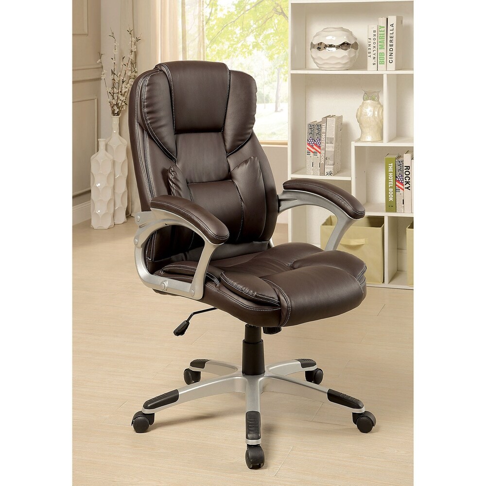 Adjustable Seat Padded Chair with Arm Office Chair Executive Office Chair Rolling Computer Chair LeatherSoft Industrial Chair