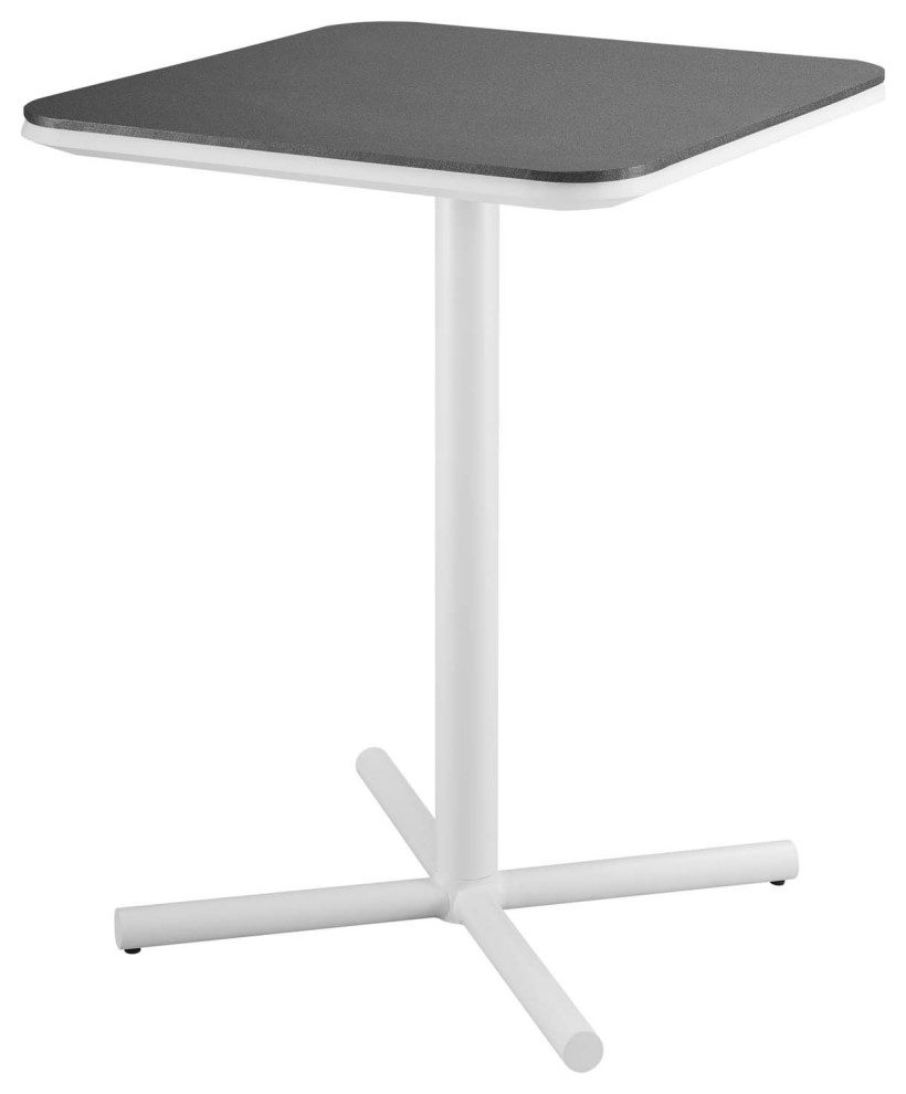 Bar Side Table  Square  Aluminum  Metal  White  Modern  Outdoor Patio Bistro   Modern   Outdoor Pub And Bistro Tables   by House Bound  Houzz