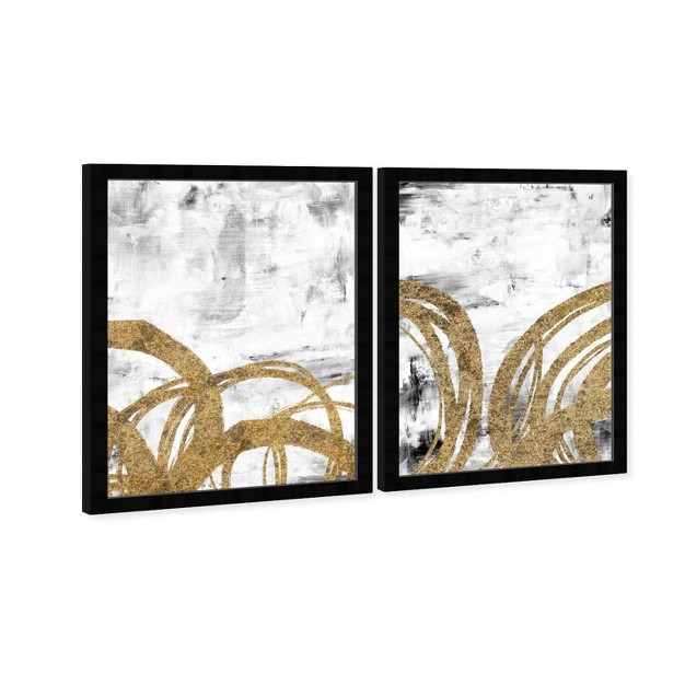 X 21 quot Gold And Gray Abstract Framed Wall Art Prints White Wynwood Studio