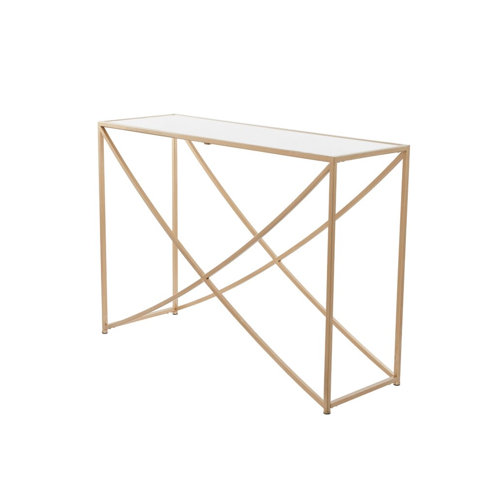 Gold Metal Contemporary Console Table   42 x 15 x 30