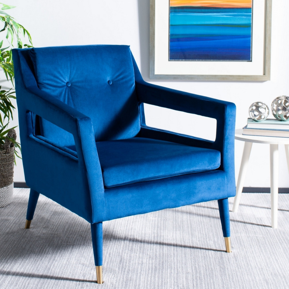 Sari Tufted Arm Chair Navy   Midcentury   Armchairs And Accent Chairs   by V.S.D Furniture  Houzz