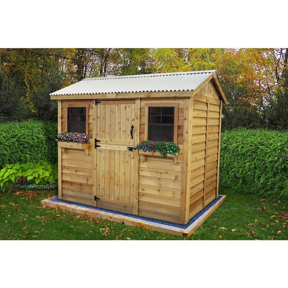 Outdoor Living Today Cabana 9 ft. W x 6 ft. D Cedar Wood Garden Shed with Metal Roof (54 sq. ft.) CB96-METAL-AK