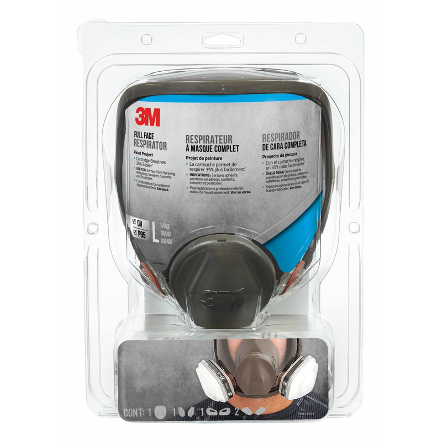 3M P95 Paint Project Respirator Black L 1 pk