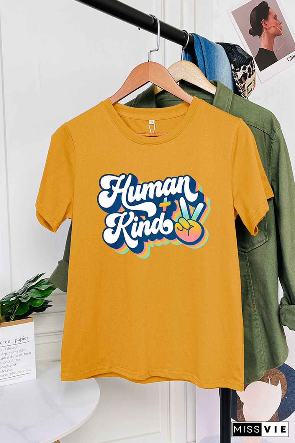 Human Plus Kind Peace Sign Short Sleeve Graphic Tee Wholesale