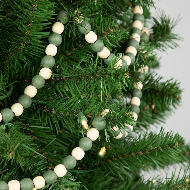 Northlight 6 x27 Green And Cream Wooden Beads Christmas Garland Unlit