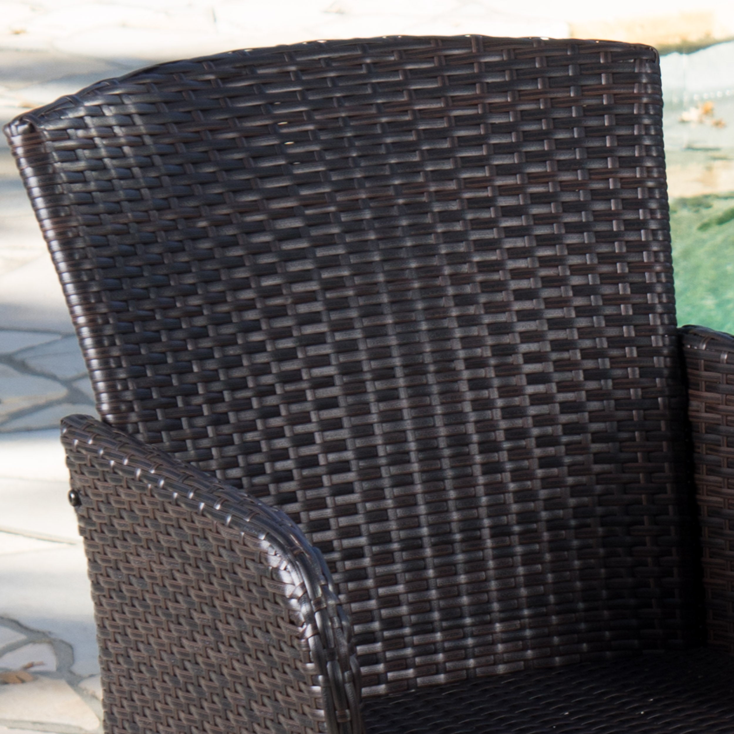 Lester Outdoor 3 Piece Square Multi-brown Wicker Bar Set