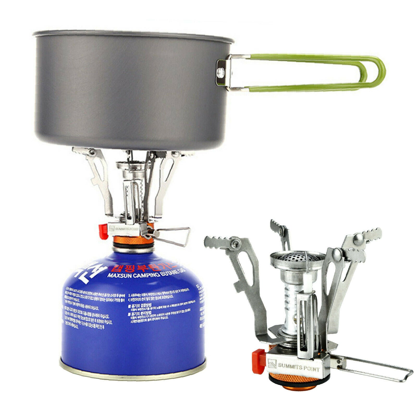 2pcs Portable Camping Stoves Backpacking Stove with Piezo Ignition Adjustable Valve,Stainless Steel Mini Burner