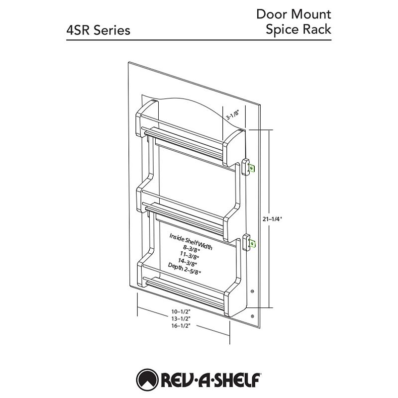 Rev-A-Shelf 4SR-21 21-Inch Cabinet Door Mounted Wood 3-Shelf Storage Spice Rack