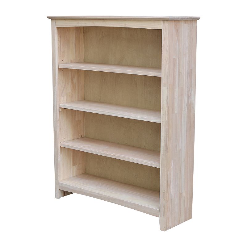 International Concepts Shaker Unfinished 4-Shelf Bookcase