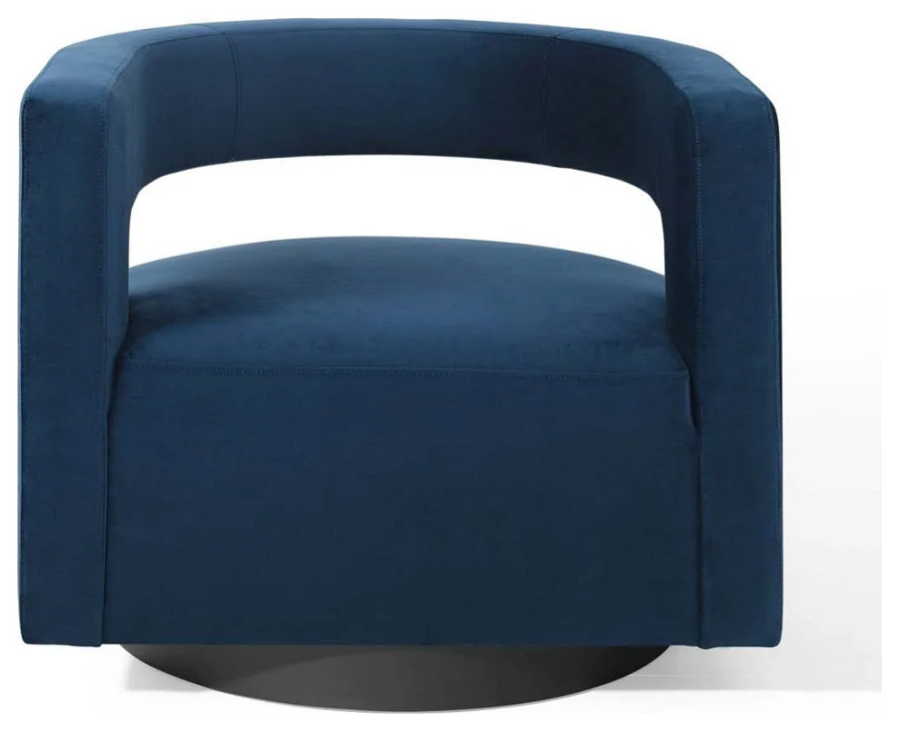 Atlas Midnight Blue Cutaway Performance Velvet Swivel Armchair   Contemporary   Armchairs And Accent Chairs   by V.S.D Furniture  Houzz